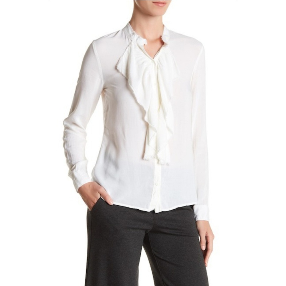 Bailey 44 Ropa Vieja Ruffle Neck Blouse Sz L NWT